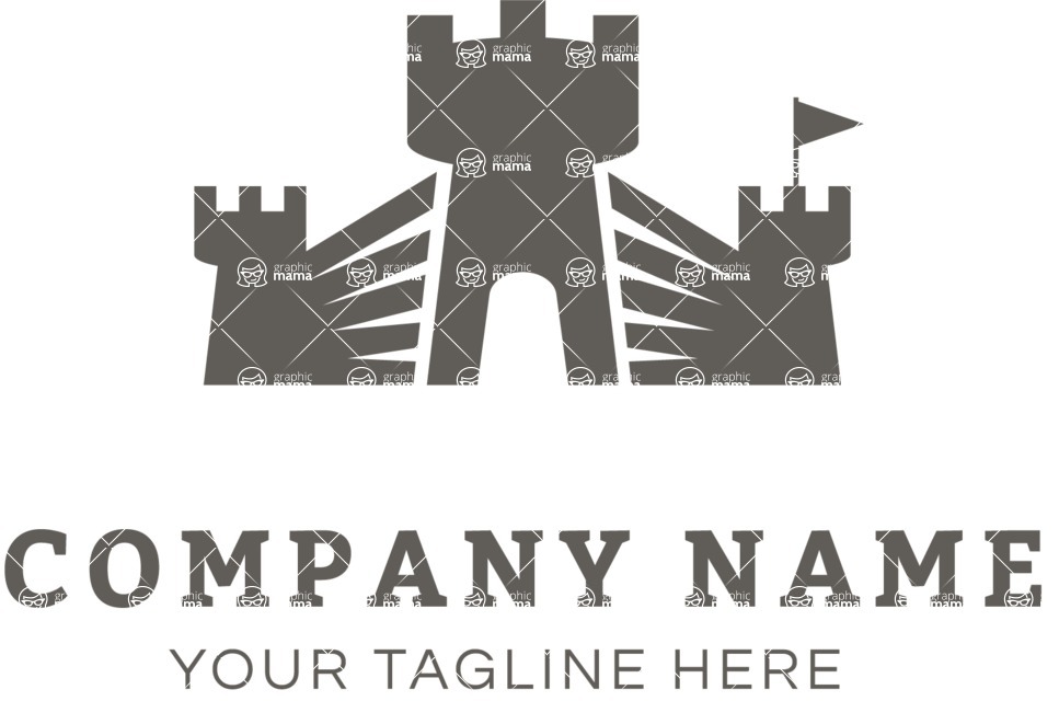 Business Logo Templates - vector graphics in a pack from GraphicMama - Castle Company Logo Design Creative Concept - Black and White